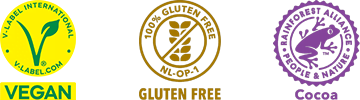 vegan, gluten free and rainforest certified Cocoa